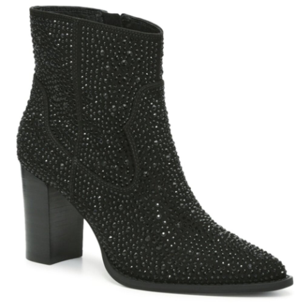 Crown Vintage Elie Bootie Size 8 Black Sparkly Ankle Boots